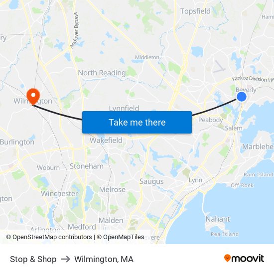 Stop & Shop to Wilmington, MA map
