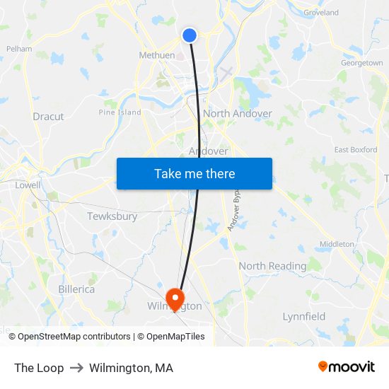 The Loop to Wilmington, MA map