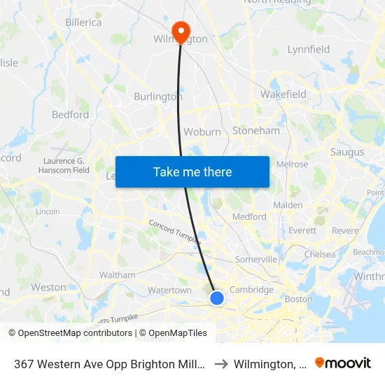 367 Western Ave Opp Brighton Mills Mall to Wilmington, MA map