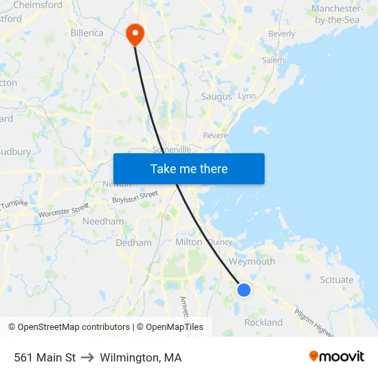 561 Main St to Wilmington, MA map