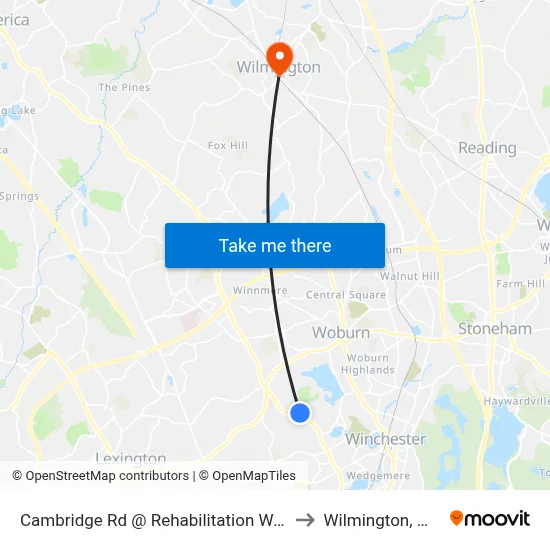 Cambridge Rd @ Rehabilitation Way to Wilmington, MA map