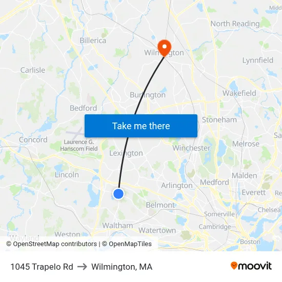 1045 Trapelo Rd to Wilmington, MA map