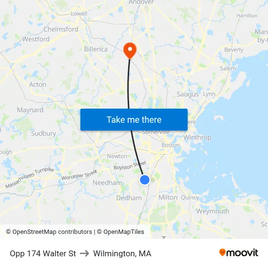 Opp 174 Walter St to Wilmington, MA map
