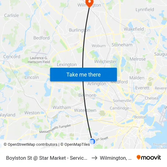 Boylston St @ Star Market - Service Rd to Wilmington, MA map