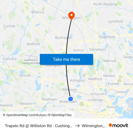Trapelo Rd @ Williston Rd - Cushing Square to Wilmington, MA map