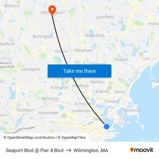 Seaport Blvd @ Pier 4 Blvd to Wilmington, MA map