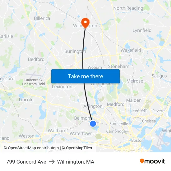 799 Concord Ave to Wilmington, MA map