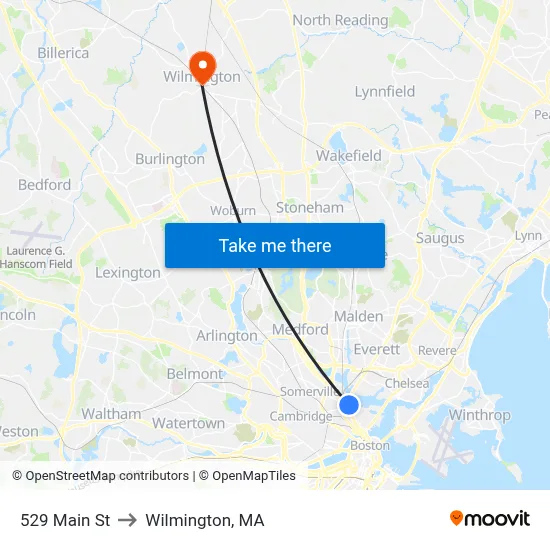 529 Main St to Wilmington, MA map