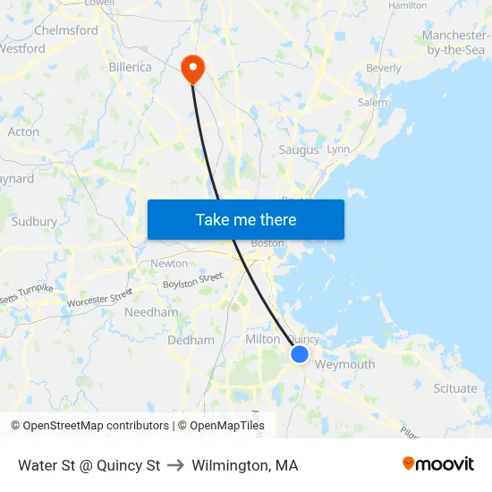 Water St @ Quincy St to Wilmington, MA map