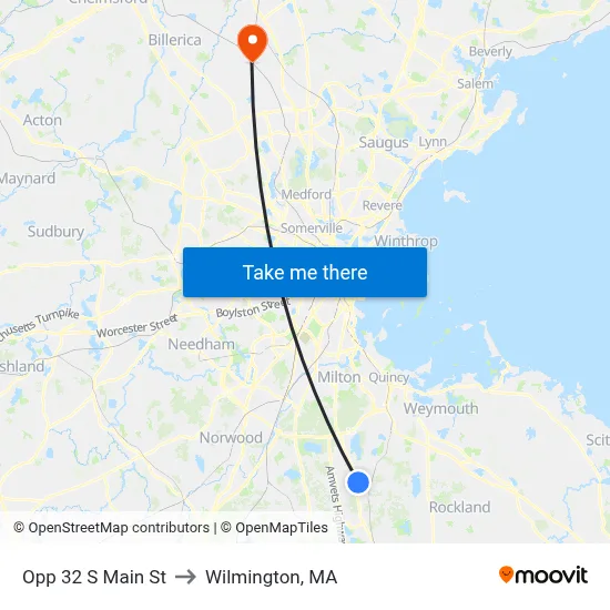 Opp 32 S Main St to Wilmington, MA map