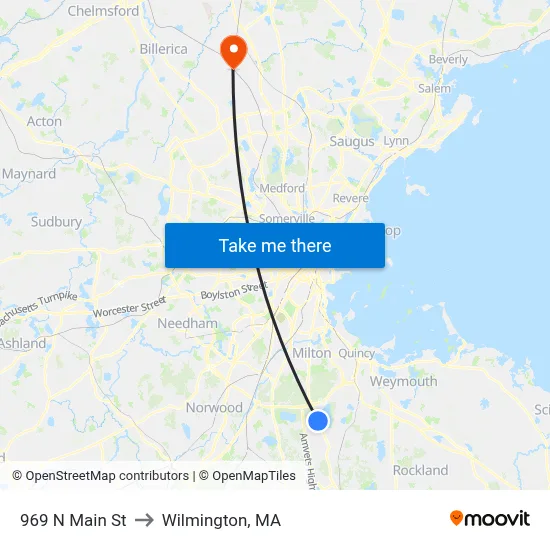 969 N Main St to Wilmington, MA map