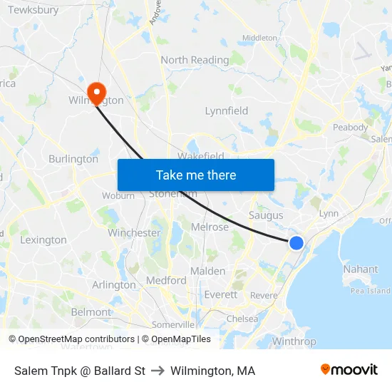 Salem Tnpk @ Ballard St to Wilmington, MA map