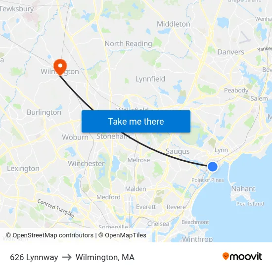 626 Lynnway to Wilmington, MA map