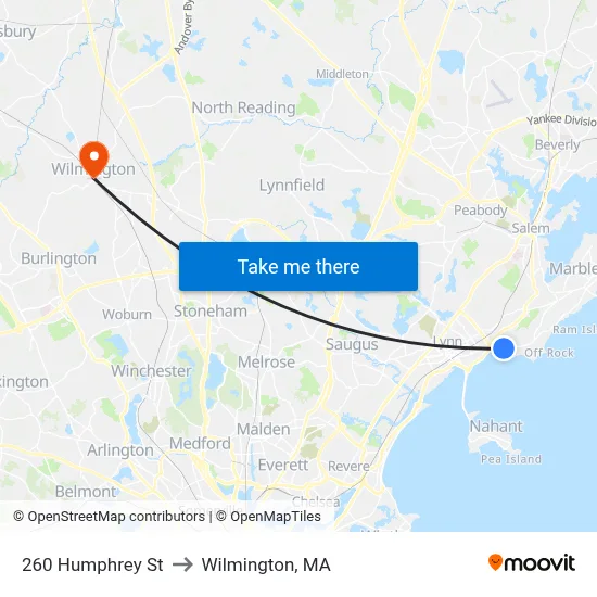260 Humphrey St to Wilmington, MA map
