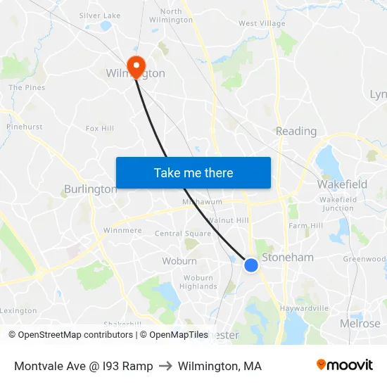 Montvale Ave @ I93 Ramp to Wilmington, MA map