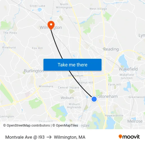 Montvale Ave @ I93 to Wilmington, MA map