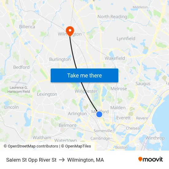 Salem St Opp River St to Wilmington, MA map