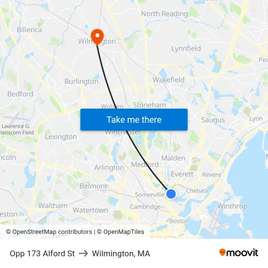 Opp 173 Alford St to Wilmington, MA map