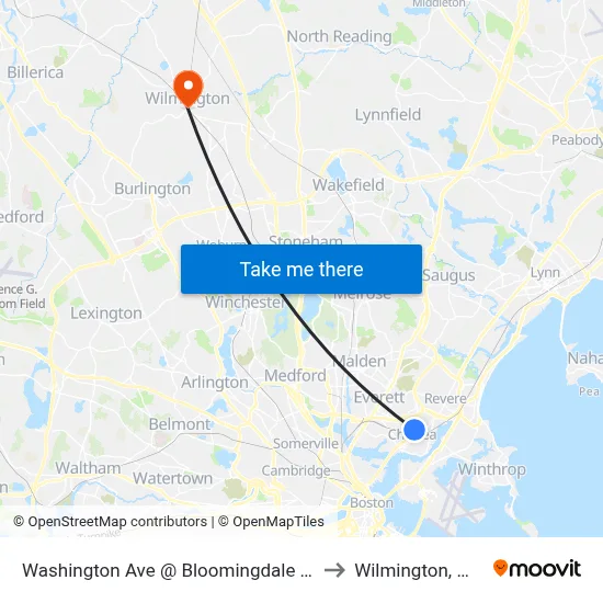 Washington Ave @ Bloomingdale St to Wilmington, MA map