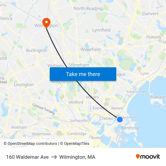 160 Waldemar Ave to Wilmington, MA map