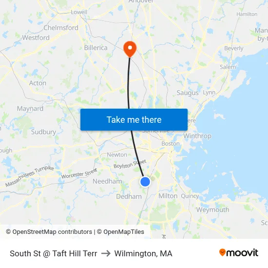 South St @ Taft Hill Terr to Wilmington, MA map