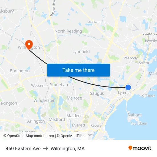 460 Eastern Ave to Wilmington, MA map