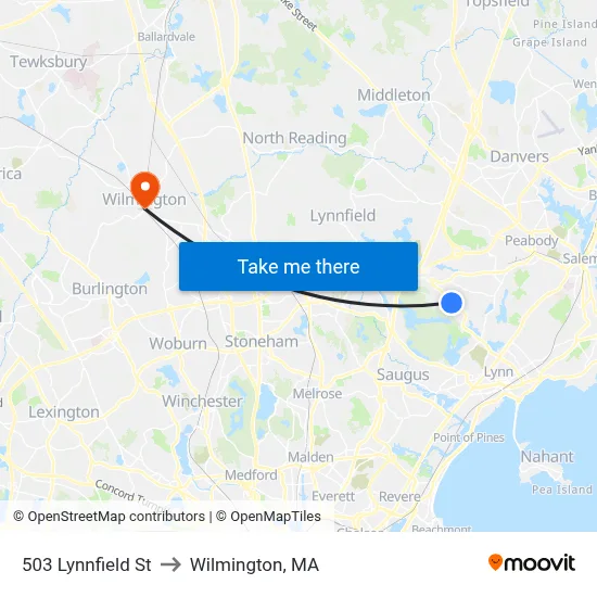 503 Lynnfield St to Wilmington, MA map