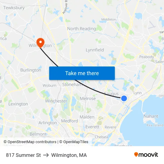 817 Summer St to Wilmington, MA map