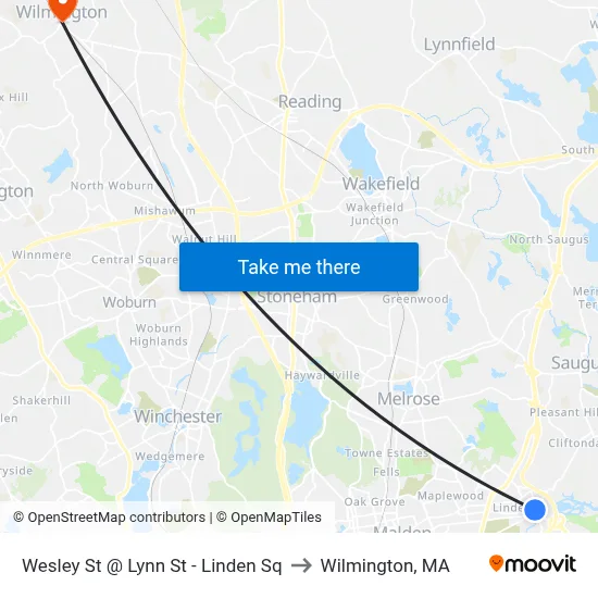 Wesley St @ Lynn St - Linden Sq to Wilmington, MA map