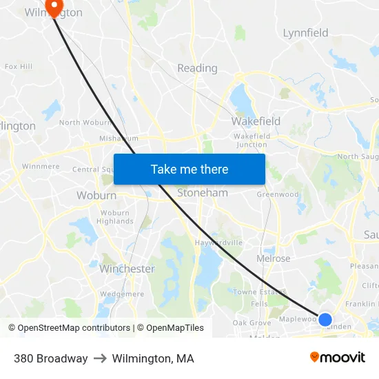 380 Broadway to Wilmington, MA map