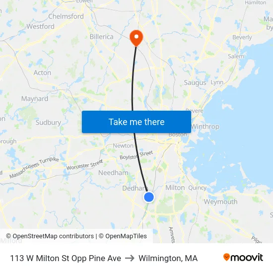 113 W Milton St Opp Pine Ave to Wilmington, MA map