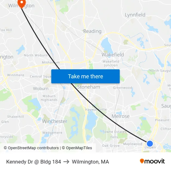 Kennedy Dr @ Bldg 184 to Wilmington, MA map