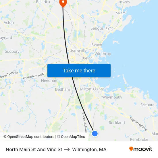 North Main St And Vine St to Wilmington, MA map