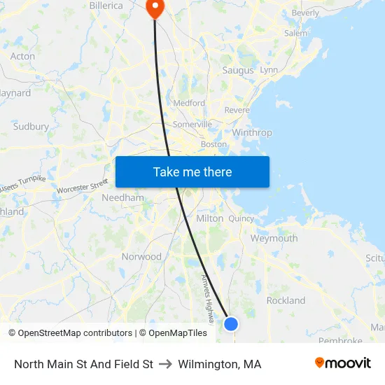 North Main St And Field St to Wilmington, MA map