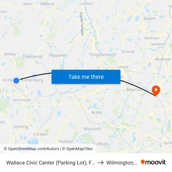 Wallace Civic Center (Parking Lot), Fitchburg to Wilmington, MA map