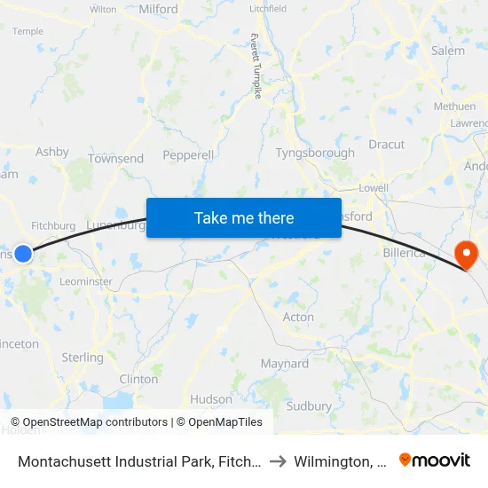 Montachusett Industrial Park, Fitchburg to Wilmington, MA map