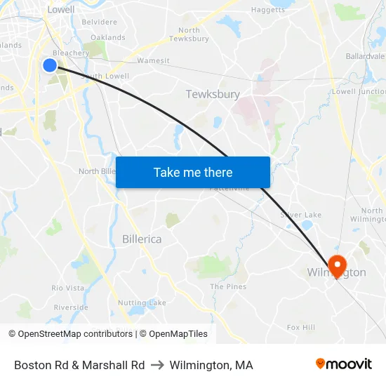 Boston Rd & Marshall Rd to Wilmington, MA map