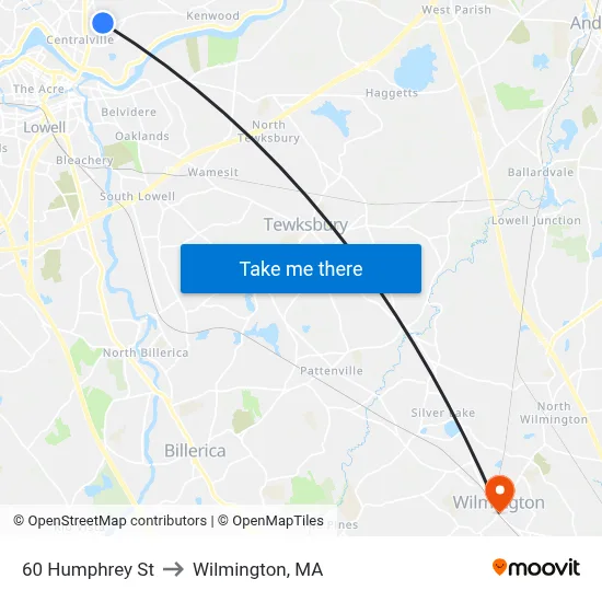 60 Humphrey St to Wilmington, MA map