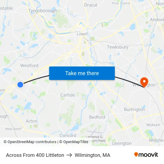 Across From 400 Littleton to Wilmington, MA map