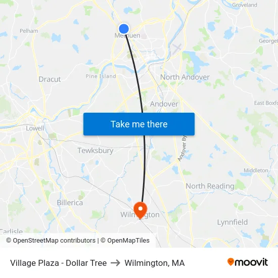 Village Plaza - Dollar Tree to Wilmington, MA map