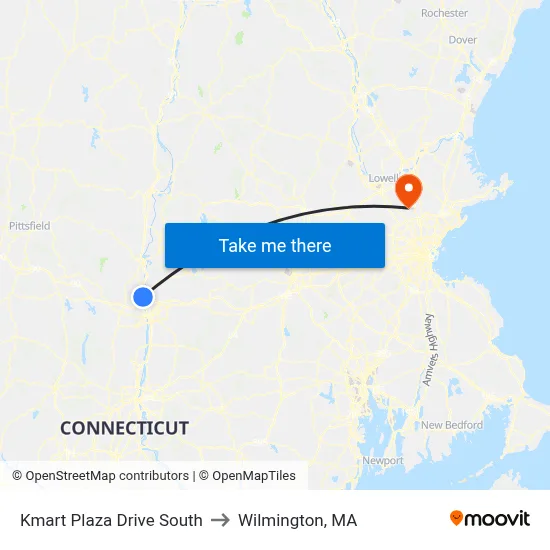 Kmart Plaza Drive South to Wilmington, MA map