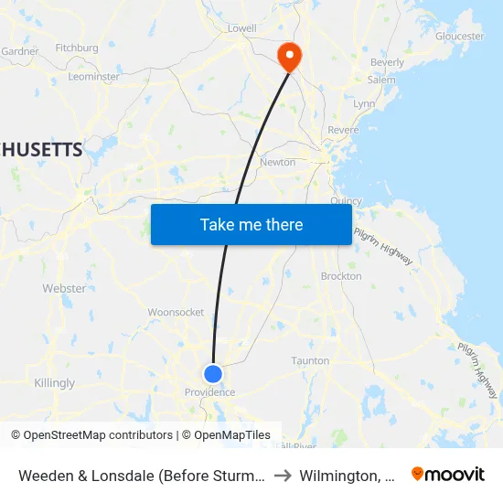 Weeden & Lonsdale (Before Sturman) to Wilmington, MA map