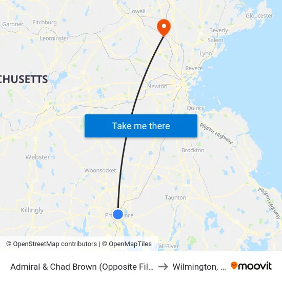 Admiral & Chad Brown (Opposite Fillmore) to Wilmington, MA map