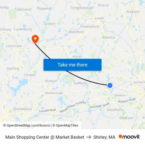 Main Shopping Center @ Market Basket to Shirley, MA map