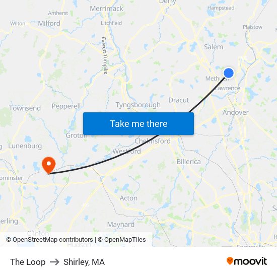 The Loop to Shirley, MA map