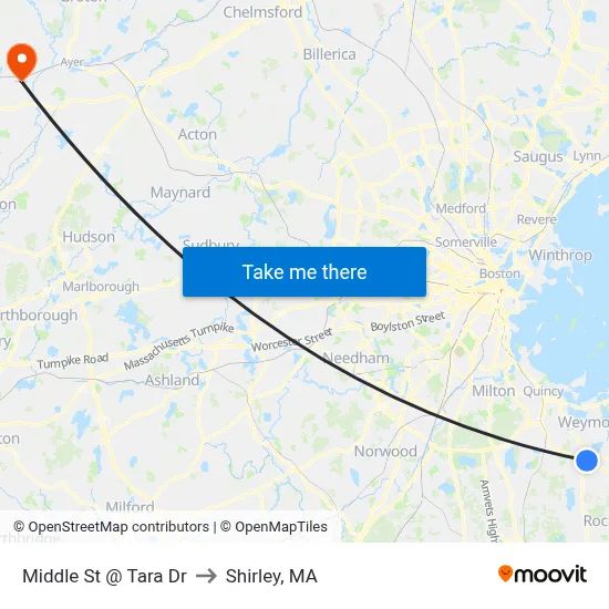 Middle St @ Tara Dr to Shirley, MA map