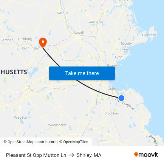 Pleasant St Opp Mutton Ln to Shirley, MA map
