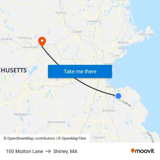 100 Mutton Lane to Shirley, MA map