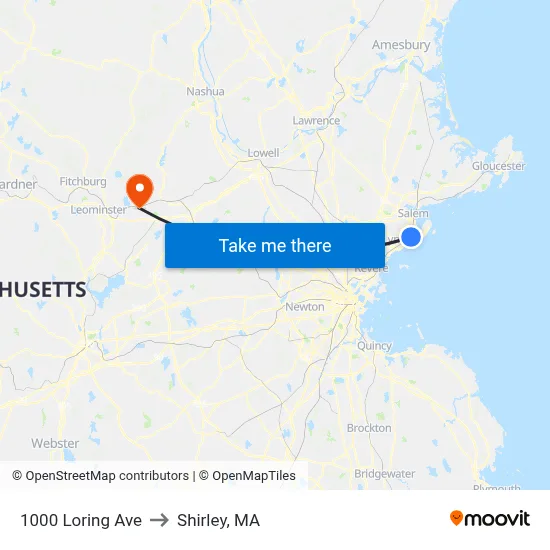 1000 Loring Ave to Shirley, MA map
