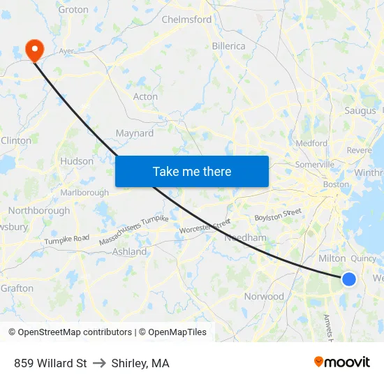 859 Willard St to Shirley, MA map